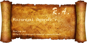 Rozsnyai Agenór névjegykártya